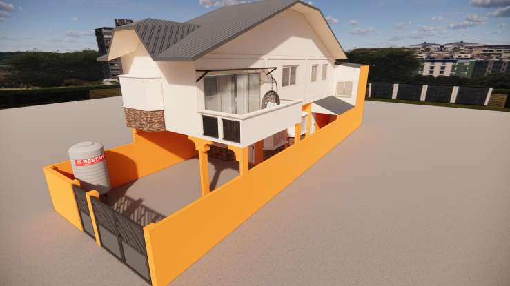 Two-story house rendering by expert construction company Philippines for suburban living.