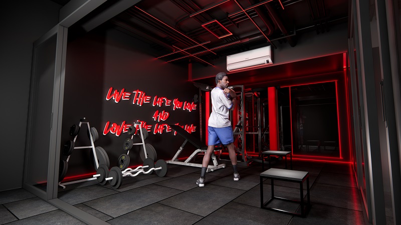 Futuristic gym interior built by a leading Construction Company in the Philippines.