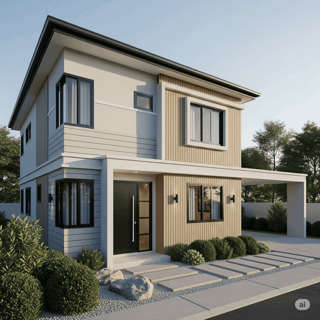 Modern two-story house built by a trusted Construction Company in the Philippines.